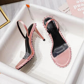LBSFY  -  Open Toe PVC Crystal Sandals Women High Heels Summer Wedding Party Dress Slingback Shoes Rhinestone Sandalia Feminina Rivet